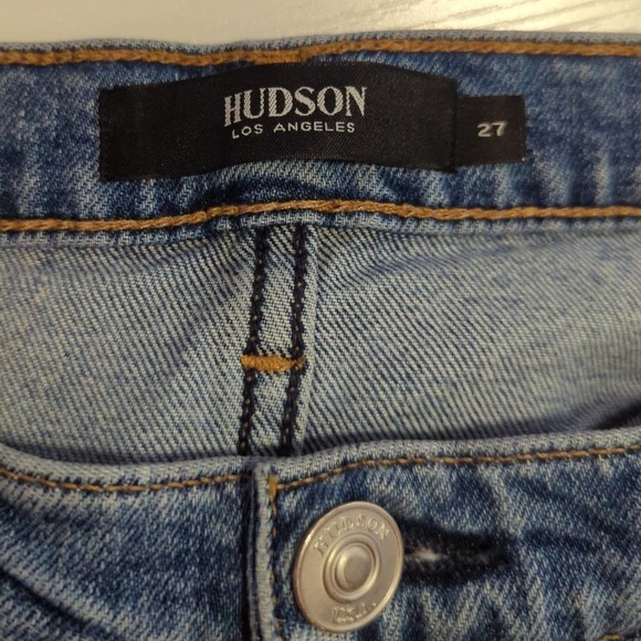 HUDSON Bettie High Rise Taper‎ Jeans In Medium 90s Wash Distressed Hem size 27 - Picture 8 of 12